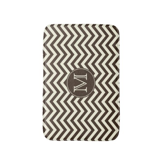 Monogram Brown en Cream Chevron Badmat (Voorkant Verticaal)