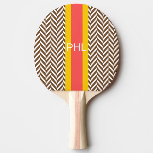 Monogram Brown Herringbone Ping Pong Paddle Tafeltennisbatje (Voorkant)