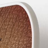 Monogram Brown Leather Script Name Rustic Pickleball Paddle (Links Detail)