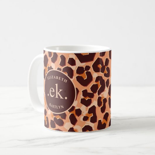 Monogram Brown Leopard Koffiemok (Voorkant links)