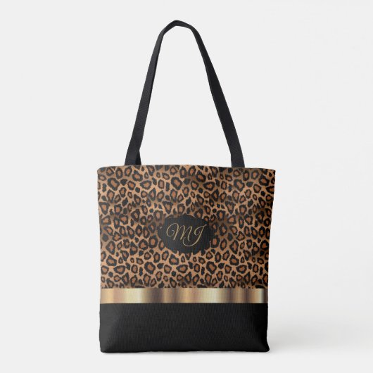 Monogram Brown Leopard Pattern Tote Bag (Achterkant)