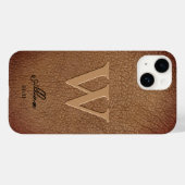 Monogram Brown Rustic Leather stijlvolle scriptnaa Case-Mate iPhone Case (Achterkant (horizontaal))