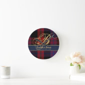 Monogram BROWN Tartan Blue Red Passen getrouwd Wed Ronde Klok (Huis)