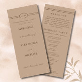Monogram Brown Taupe Christian Wedding Program Programmakaart