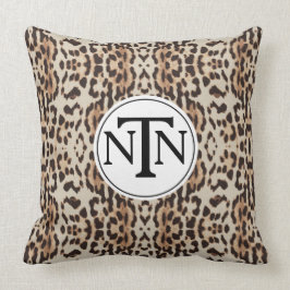 Monogram Brown Wild Leopard Print Kussen