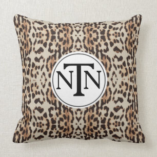Monogram Brown Wild Leopard Print Kussen