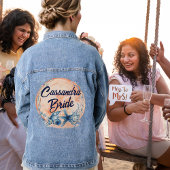 Monogram Bruid Blauw Aquarel Schelpen | Zeester Denim Jacket