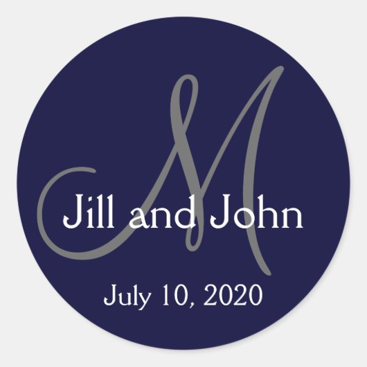 Monogram bruid bruidegom datum bruiloft gunst Stic Ronde Sticker (Voorkant)