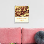 Monogram bruid en bruidegom met gouden Rozen Canvas Afdruk (Insitu (Woonkamer))