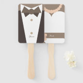 Monogram. Bruid Trouwjurk & bruidegom Tuxedo Handwaaier (Voorkant en achterkant)
