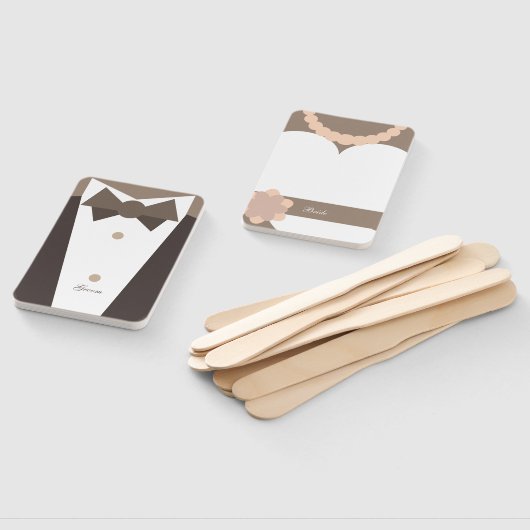 Monogram. Bruid Trouwjurk & bruidegom Tuxedo Handwaaier (Niet-gemonteerd)