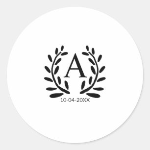 MONOGRAM BRUIDEGOM ADD JAAR DATUM NAAM CADOS RONDE STICKER
