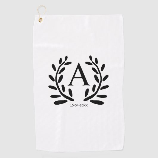MONOGRAM BRUIDEGOM KADO BRUIDEGOM JAAR DATUM NAAM GOLFHANDDOEK (Voorkant)
