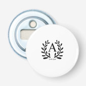 MONOGRAM BRUIDEGOM KADO JAAR DATUM NAAM BUTTON FLESOPENER (Voorkant)