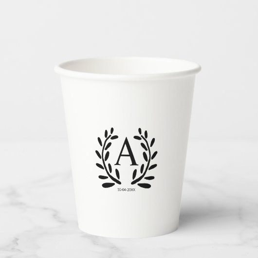 MONOGRAM BRUIDEGOM KADO JAAR DATUM NAAM PAPIEREN BEKERS (Voorkant)