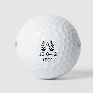 MONOGRAM BRUIDEGOM KADOOTJE JAAR DATUM NAAM GOLFBALLEN
