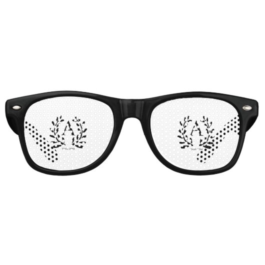 MONOGRAM BRUIDEGOM KADOOTJE JAAR DATUM NAAM RETRO ZONNEBRIL (Voorkant)