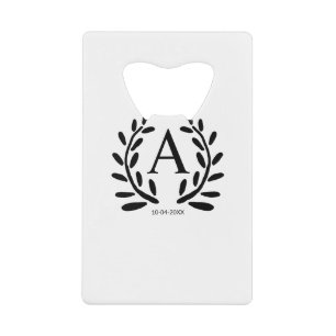 MONOGRAM BRUIDEGOM MAN TOEVOEGEN JAAR DATUM NAAM C CREDITKAART FLESSENOPENER