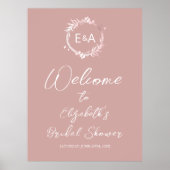 Monogram Bruidsdouche Welkom Bord Poster (Voorkant)