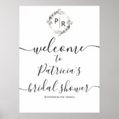Monogram Bruidsdouche Welkom Bord Schuimbord Poster (Voorkant)