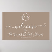 Monogram Bruidsdouche Welkomstbord Banner Poster (Voorkant)