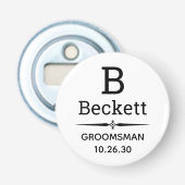 Monogram bruidsjonker button flesopener (Voorkant)
