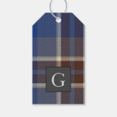 Monogram Bruidsjonkers Beste Man Blauwgrijze Schot Cadeaulabel (Voorkant)