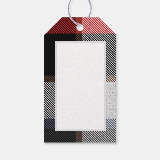 Monogram Bruidsjonkers Beste Man Rood Grijs Tartan Cadeaulabel (Achterkant)