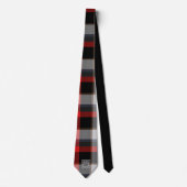 Monogram Bruidsjonkers Beste Man Rood Grijs Tartan Stropdas (Voorkant)