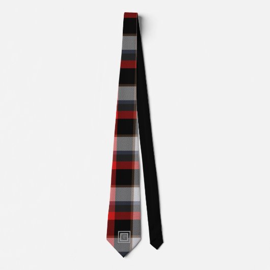 Monogram Bruidsjonkers Beste Man Rood Grijs Tartan Stropdas (Voorkant)