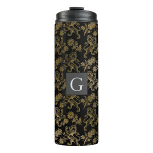 Monogram Bruidsjonkers Beste Man Zwart Goud Leeuw  Thermosbeker