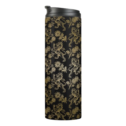 Monogram Bruidsjonkers Beste Man Zwart Goud Leeuw  Thermosbeker (Geroteerd rechts)