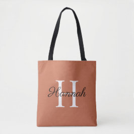 Monogram bruidsmeisje cadeau met naam terracotta t tote bag