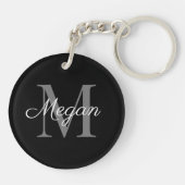 Monogram bruidsmeisje cadeau met naam Zwart Sleutelhanger (Achterkant)
