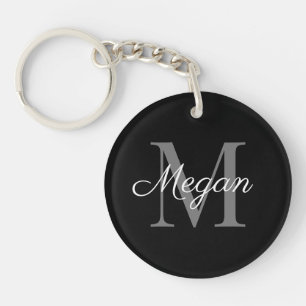 Monogram bruidsmeisje cadeau met naam Zwart Sleutelhanger