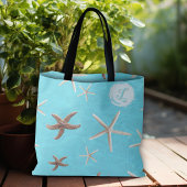 Monogram bruidsmeisje met zeester initiaal tote bag