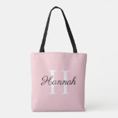 Monogram bruidsmeisjes cadeau met naam Roze Tote Bag (Achterkant)