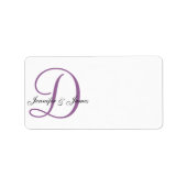Monogram Bruiloft Adresetiketten Paarse Etiket (Voorkant)