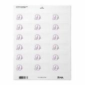 Monogram Bruiloft Adresetiketten Paarse Etiket (Full Sheet)