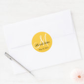Monogram Bruiloft Bewaar de datum Gele Sticker (Envelop)