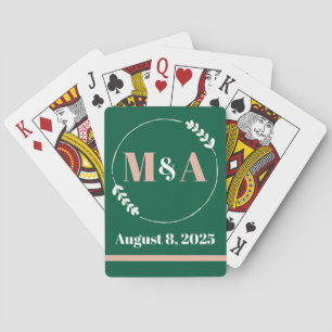 Monogram bruiloft bewaar de datums of gunst pokerkaarten