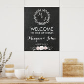 Monogram bruiloft bord bord modern poster (Keuken)