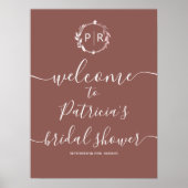 Monogram Bruiloft Bridal Shower Welkomstbord Poster (Voorkant)