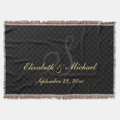 Monogram bruiloft Datum Bride Groom Naam Zwarte Co Deken (Voorkant)