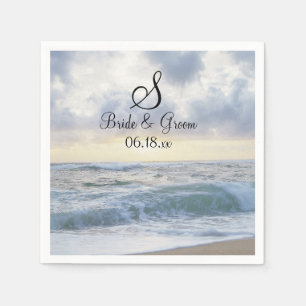 Monogram bruiloft Datum Namen  Beach Backdrop Servet