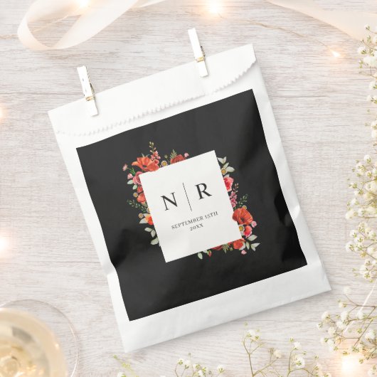 Monogram bruiloft Delicate popy Dark Wedding Bedankzakje (Geknipt)