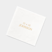 Monogram bruiloft Elegant Minimalistisch Goud Folie Servetten (Links)