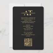 Monogram Bruiloft Elegant Zwart Goud Modern QR Save The Date (Achterkant)