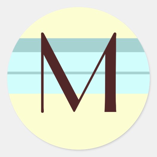 Monogram Bruiloft Envelop Seal Bruin Ivoor Blauw Ronde Sticker (Voorkant)