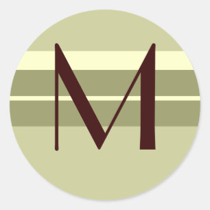Monogram Bruiloft Envelop Seal Bruin Ivoor Groen Ronde Sticker